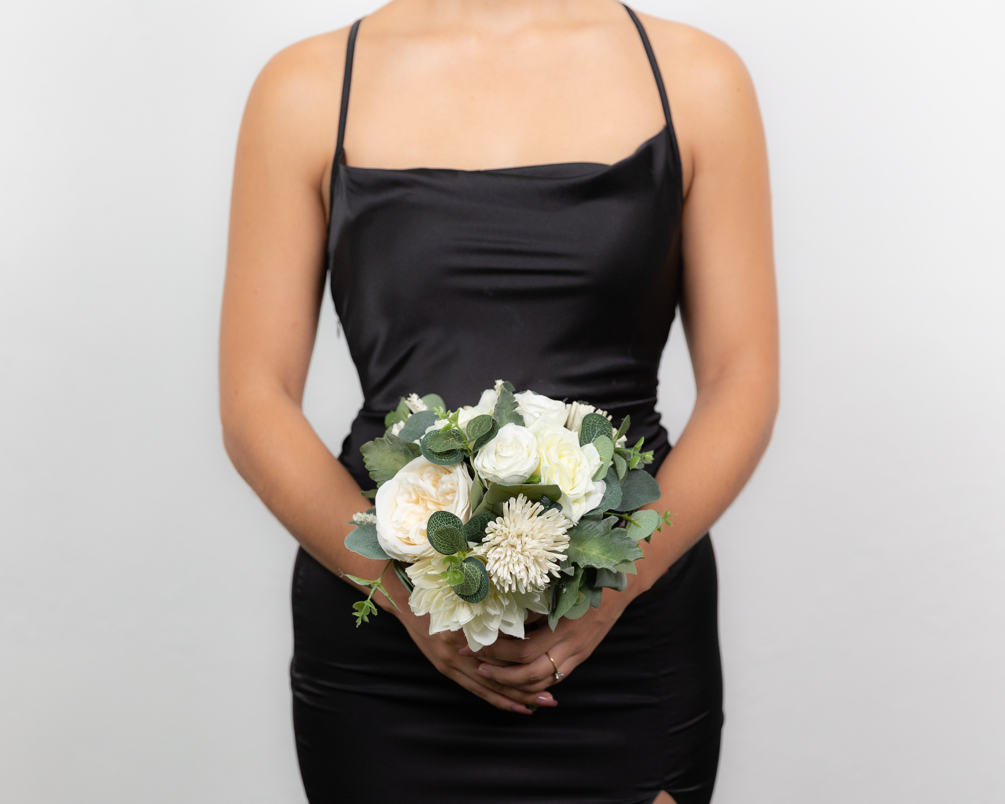 Classic bridesmaid bouquet white and green artificial flowers