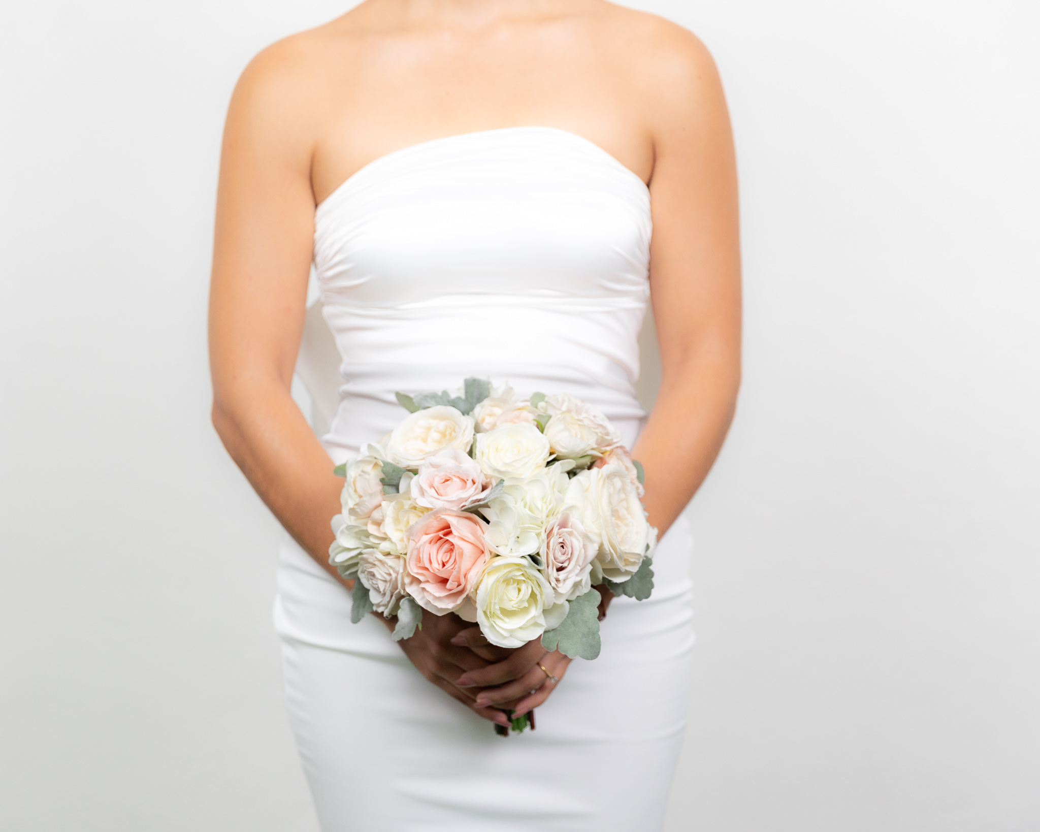 Classic wedding bouquet blush and white artificial flowers