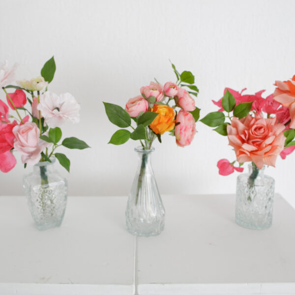 Set Of Clear Bud Vases