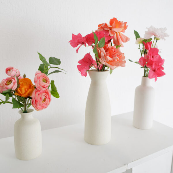 Set Of White Bud Vases